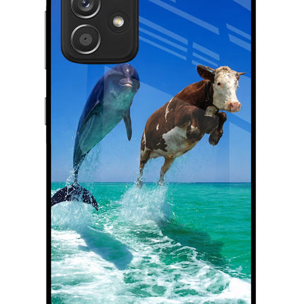 Dolphin vs Cow Samsung A52/A52s 5G Glass Case Back Cover by Casekaro
