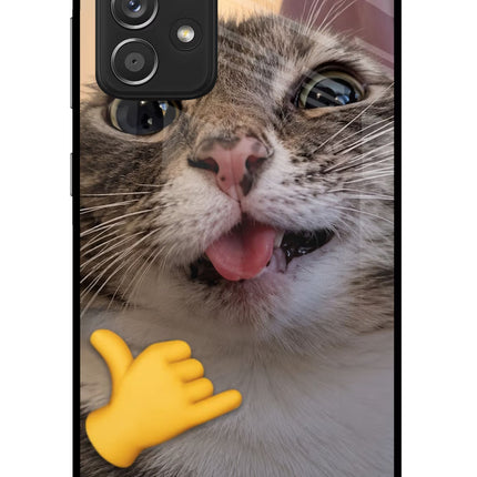 Silly Cat Call Samsung A52/A52s 5G Glass Case Back Cover by Casekaro