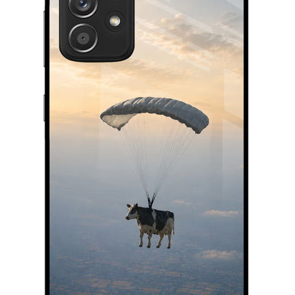 Skydiving Cow Samsung A52/A52s 5G Glass Case Back Cover by Casekaro