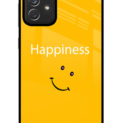 Happiness With Smiley Samsung A72 Glass Case Back Cover by Casekaro