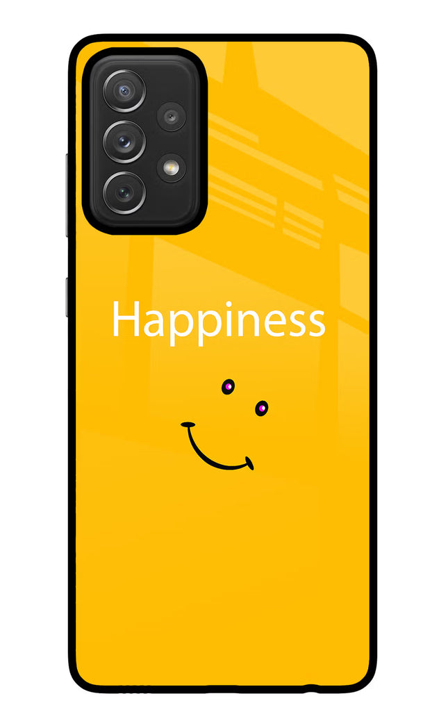 Happiness With Smiley Samsung A72 Glass Case Back Cover by Casekaro