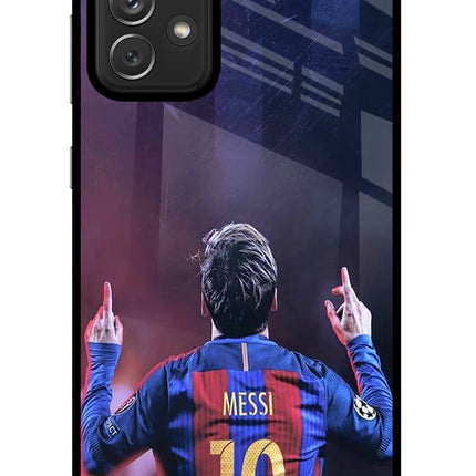 Messi Samsung A72 Glass Case Back Cover by Casekaro
