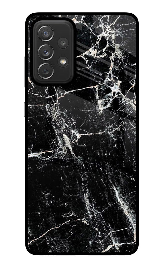 Black Marble Texture Samsung A72 Glass Case