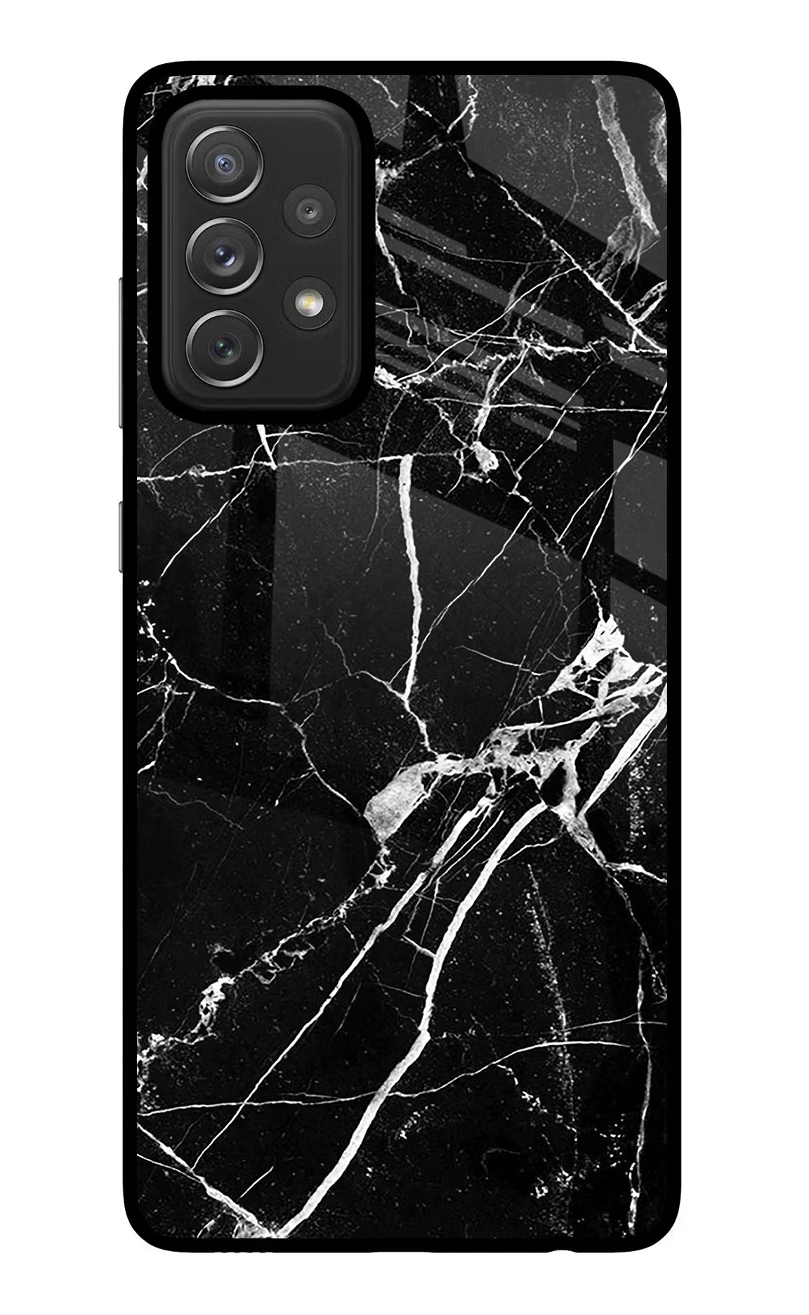 Black Marble Pattern Samsung A72 Glass Case Back Cover by Casekaro