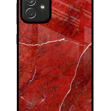 Red Marble Design Samsung A72 Glass Case Back Cover by Casekaro