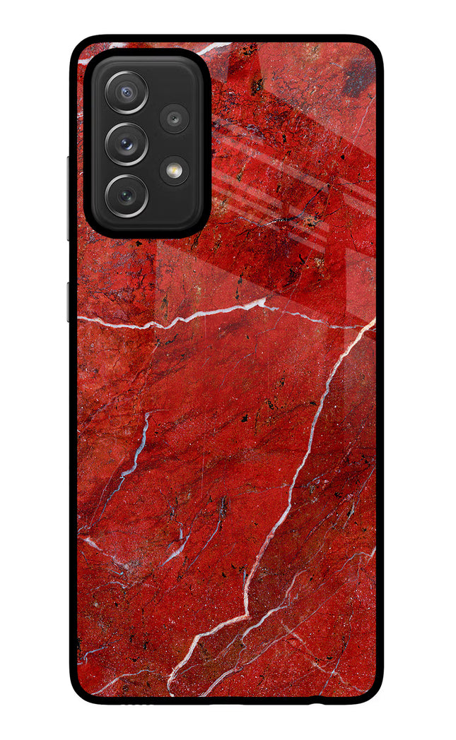 Red Marble Design Samsung A72 Glass Case Back Cover by Casekaro