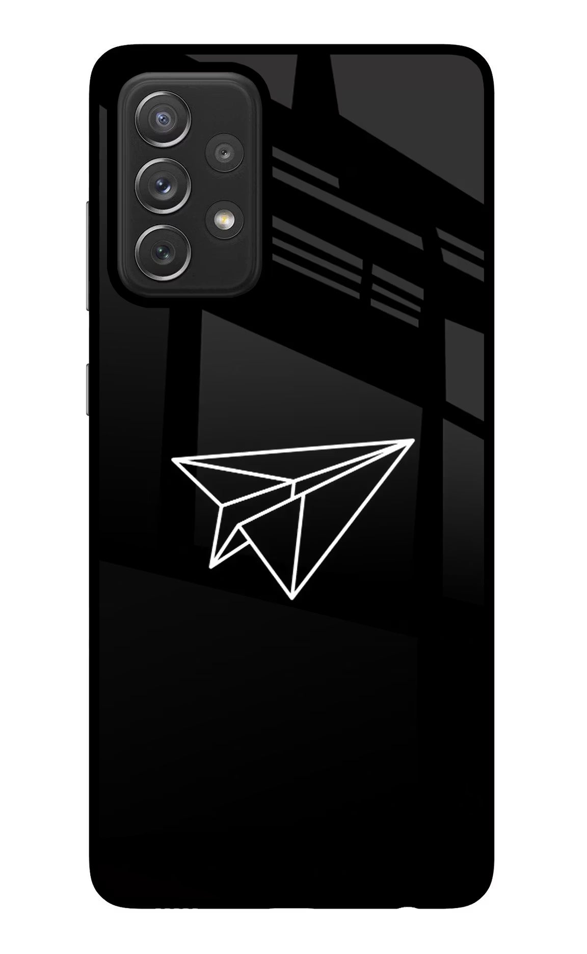 Paper Plane White Samsung A72 Glass Case Back Cover by Casekaro