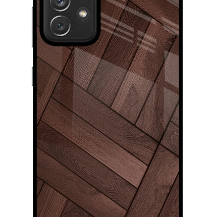 Wooden Texture Design Samsung A72 Glass Case Back Cover by Casekaro