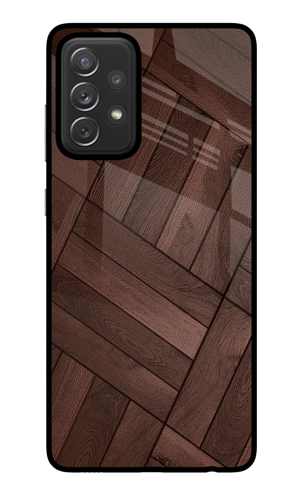 Wooden Texture Design Samsung A72 Glass Case Back Cover by Casekaro