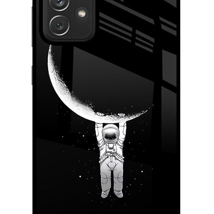 Moon Space Samsung A72 Glass Case Back Cover by Casekaro