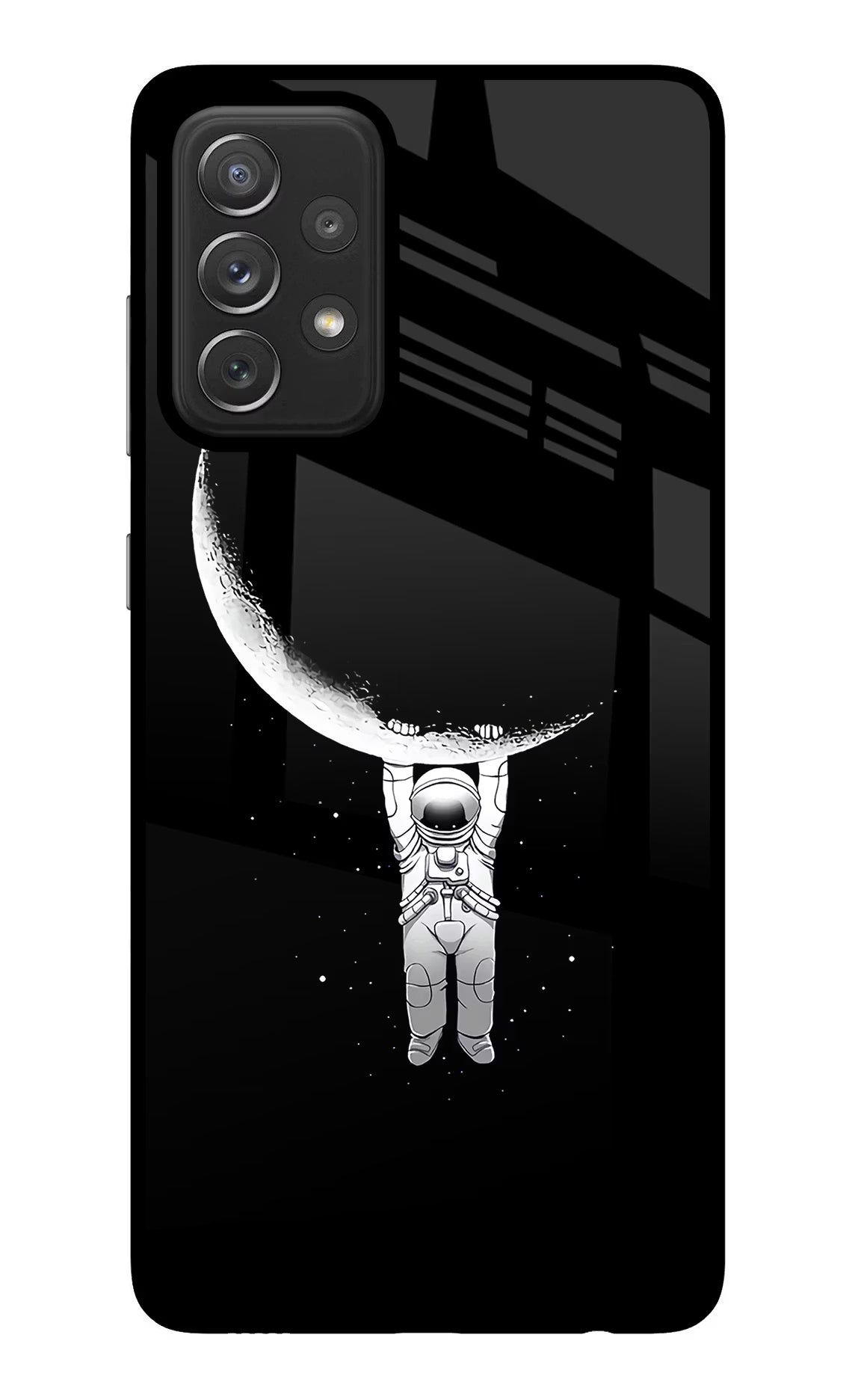 Moon Space Samsung A72 Glass Case Back Cover by Casekaro
