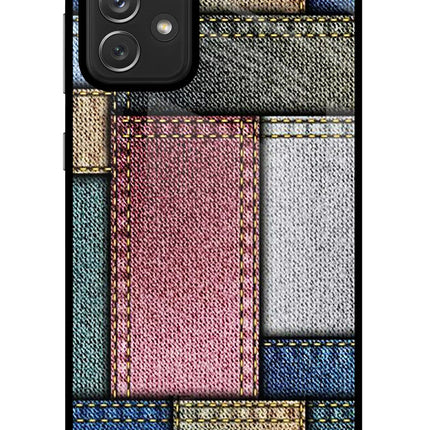 Multicolor Jeans Samsung A72 Glass Case Back Cover by Casekaro