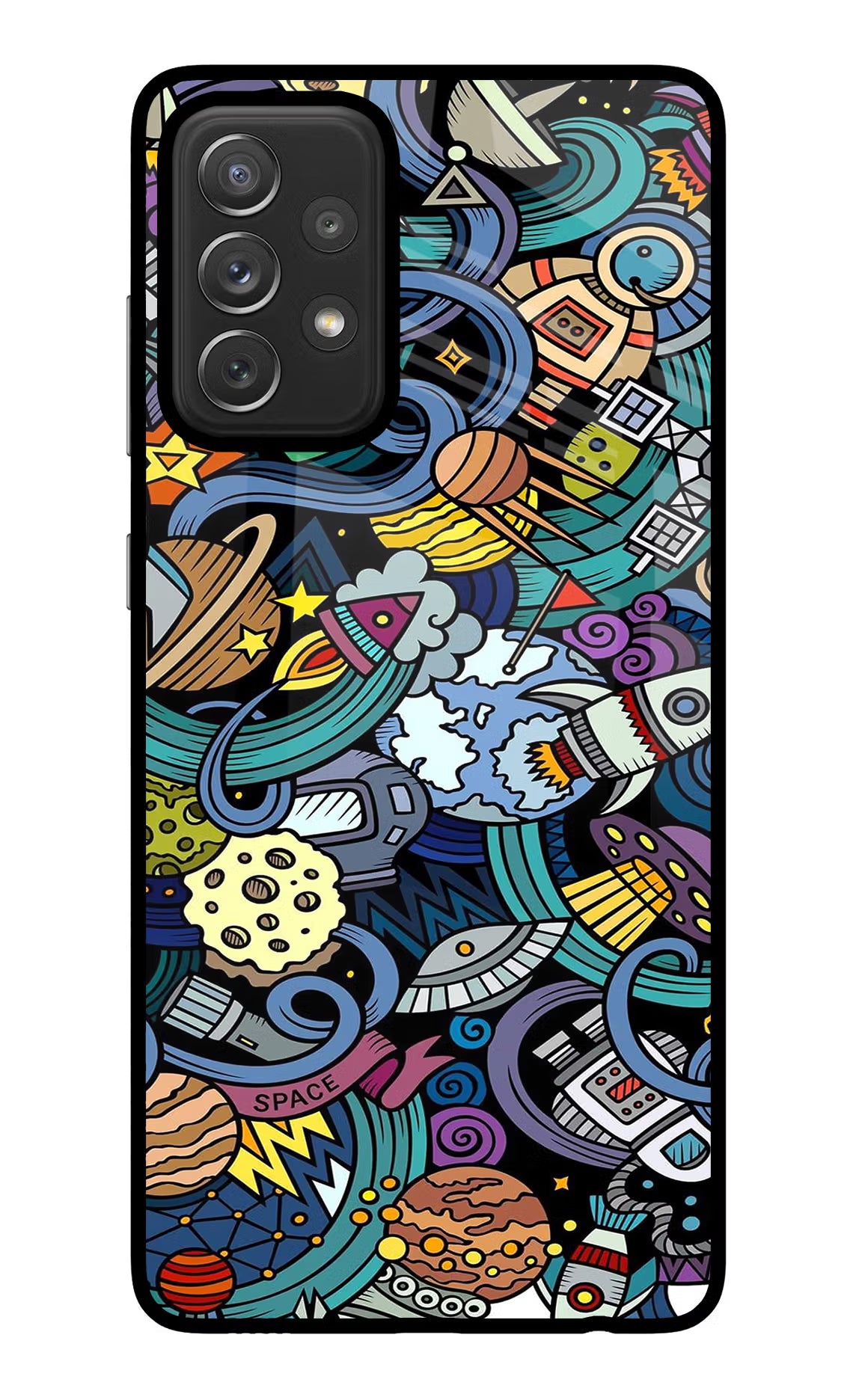Space Abstract Samsung A72 Glass Case Back Cover by Casekaro