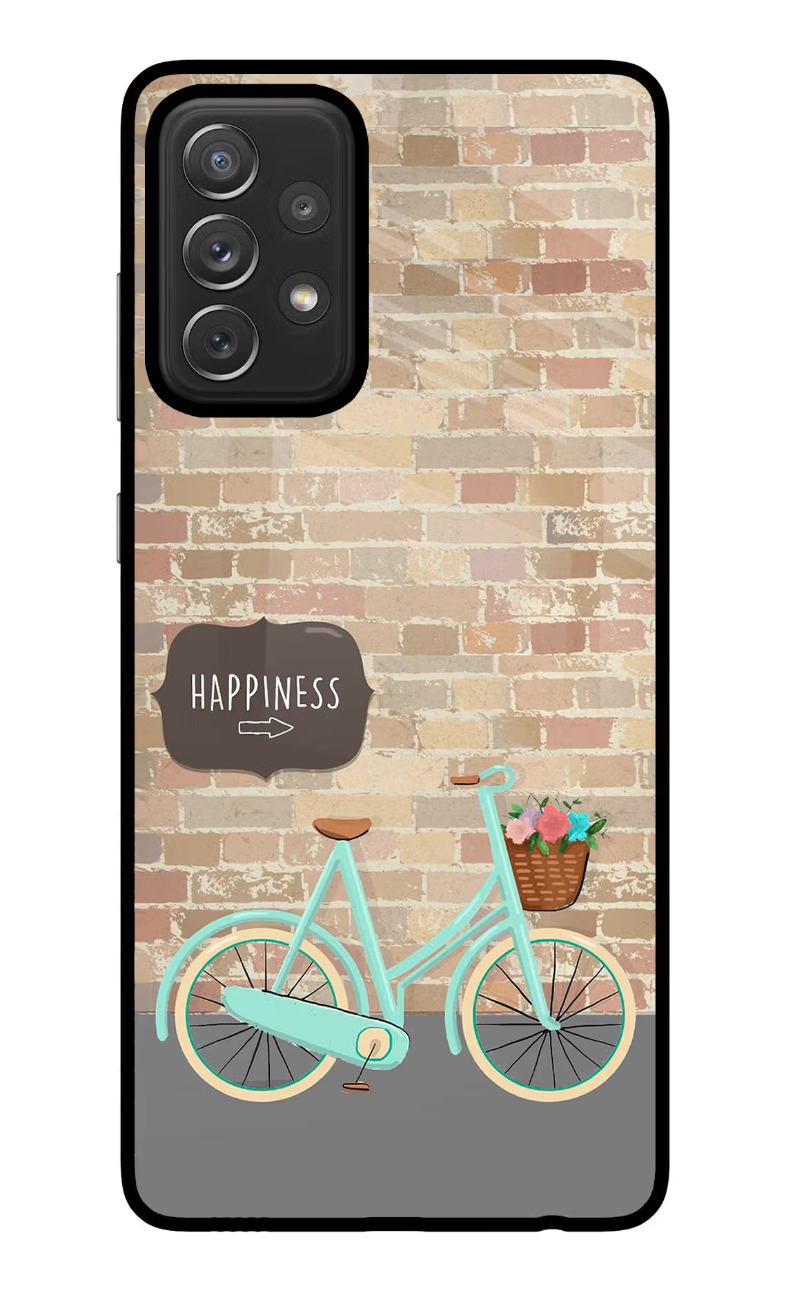 Happiness Artwork Samsung A72 Glass Case Back Cover by Casekaro