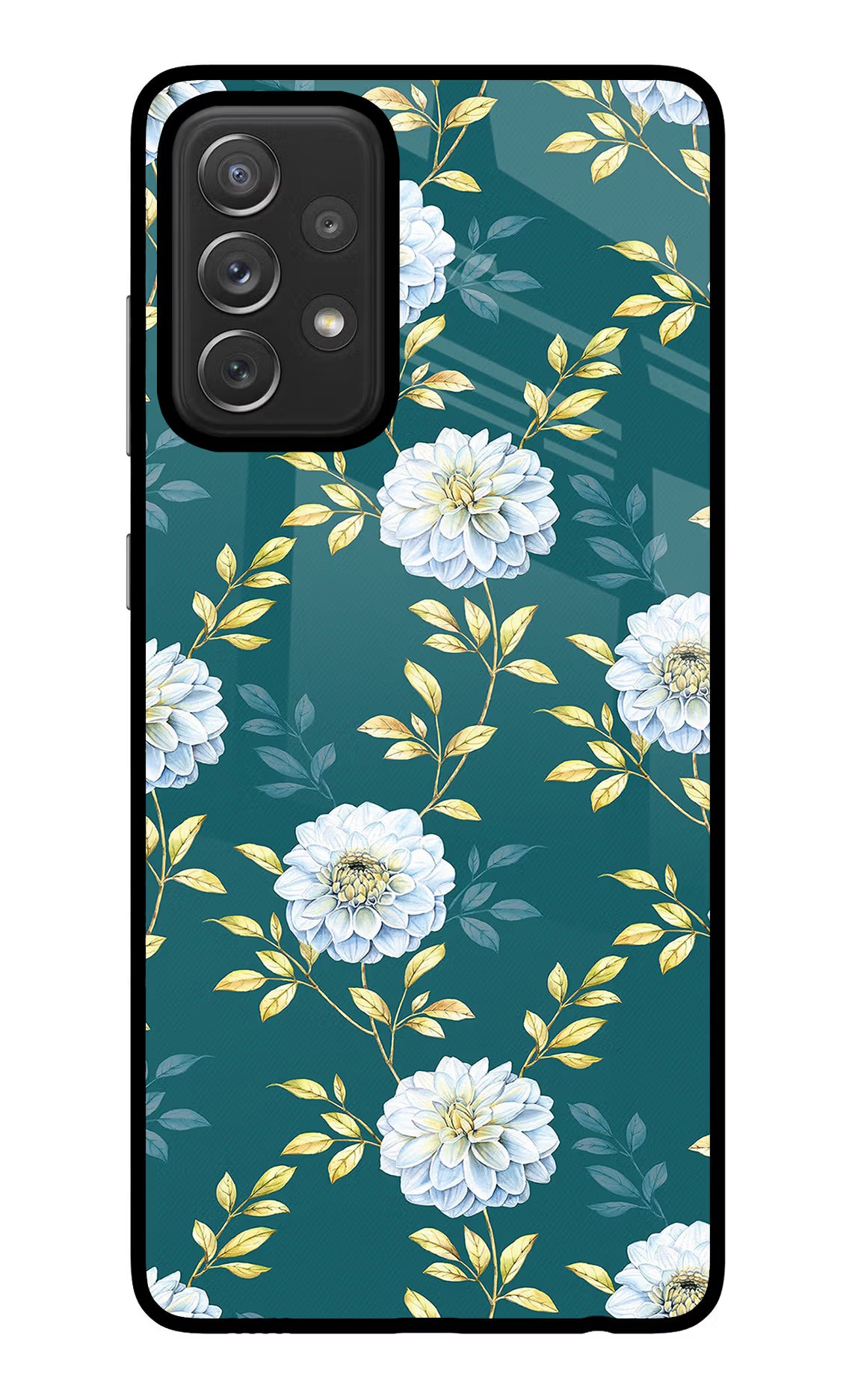 Flowers Samsung A72 Glass Case Back Cover by Casekaro