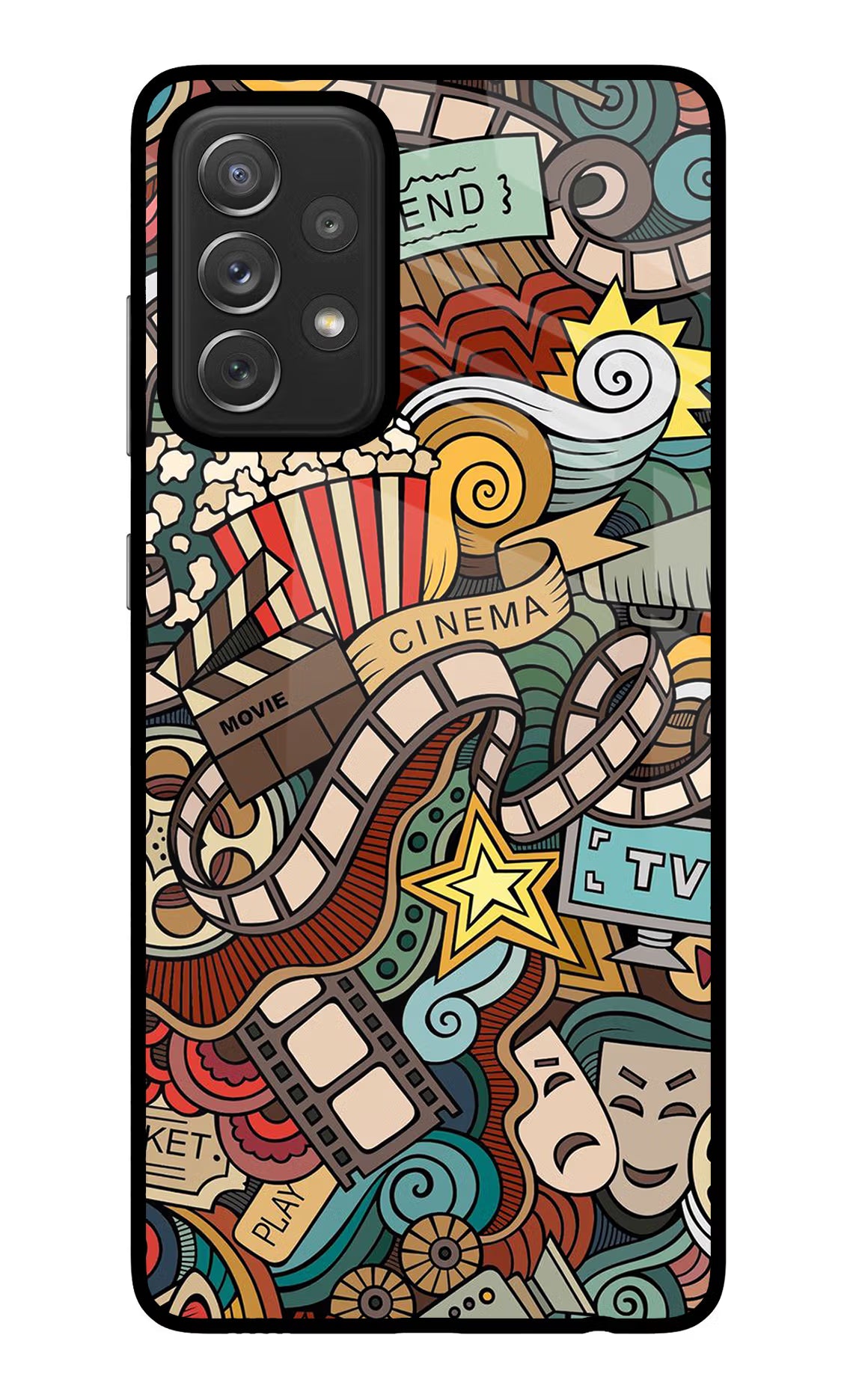 Cinema Abstract Samsung A72 Glass Case Back Cover by Casekaro