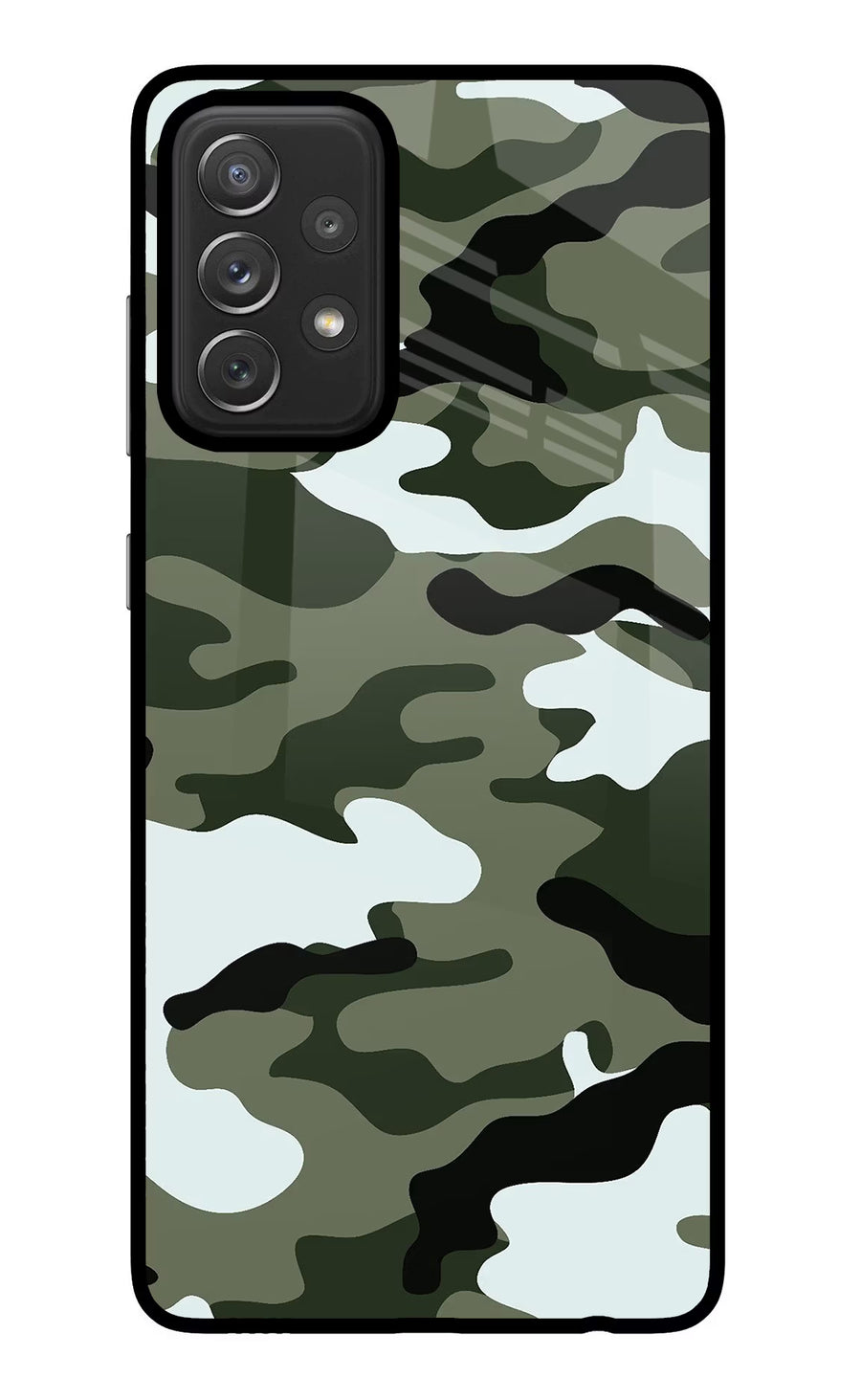 Camouflage Samsung A72 Back Cover, Glass case