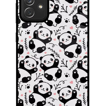 Cute Panda Samsung A72 Glass Case Back Cover by Casekaro