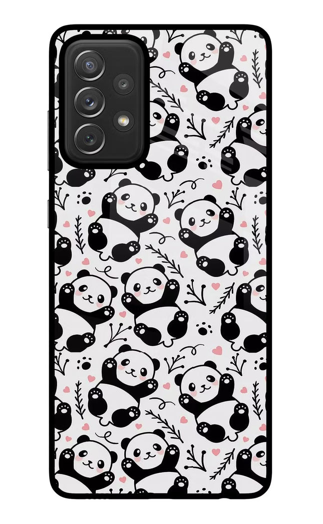 Cute Panda Samsung A72 Glass Case Back Cover by Casekaro