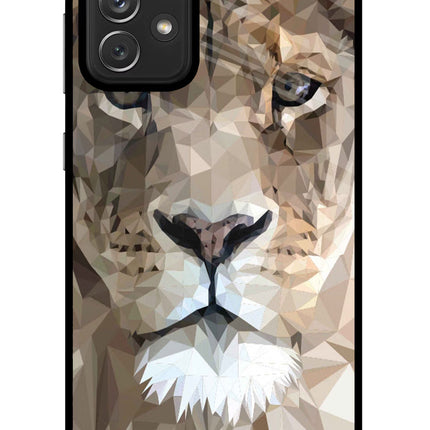 Lion Art Samsung A72 Glass Case Back Cover by Casekaro