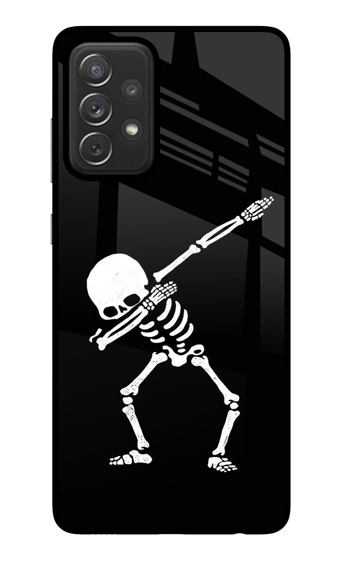 Dabbing Skeleton Art Samsung A72 Glass Case