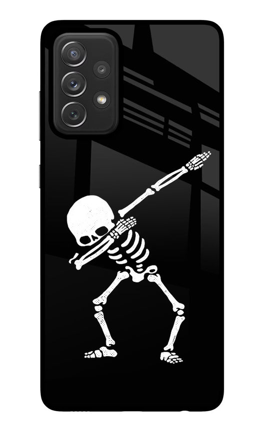Dabbing Skeleton Art Samsung A72 Glass Case