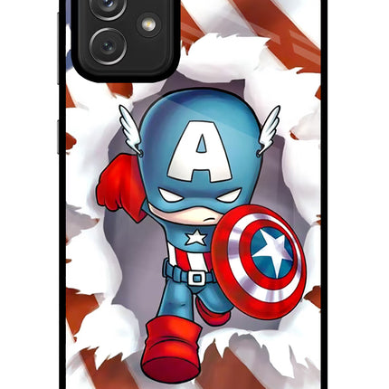 Captain America Samsung A72 Glass Case Back Cover by Casekaro