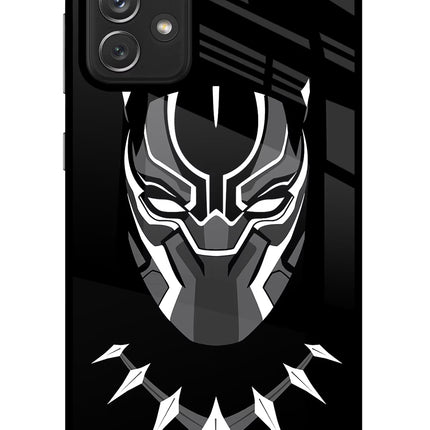 Black Panther Samsung A72 Glass Case Back Cover by Casekaro