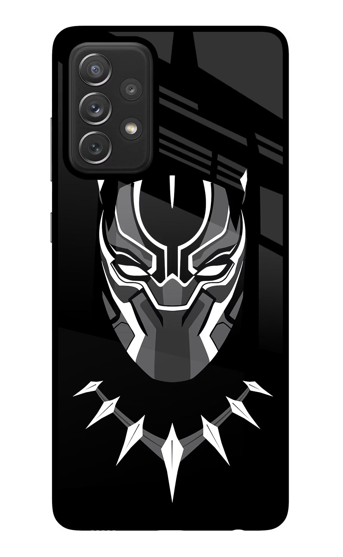 Black Panther Samsung A72 Glass Case Back Cover by Casekaro