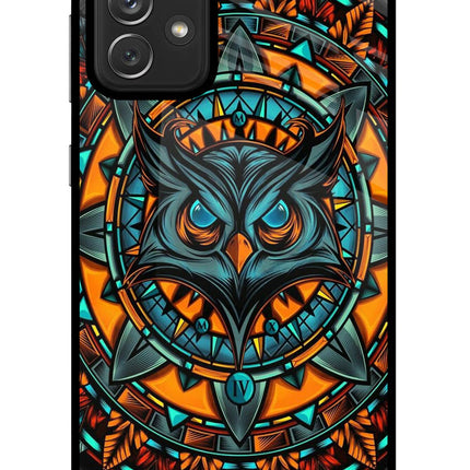 Angry Owl Art Samsung A72 Glass Case Back Cover by Casekaro