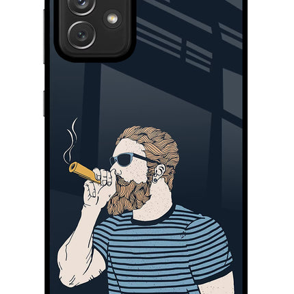 Smoking Samsung A72 Glass Case Back Cover by Casekaro