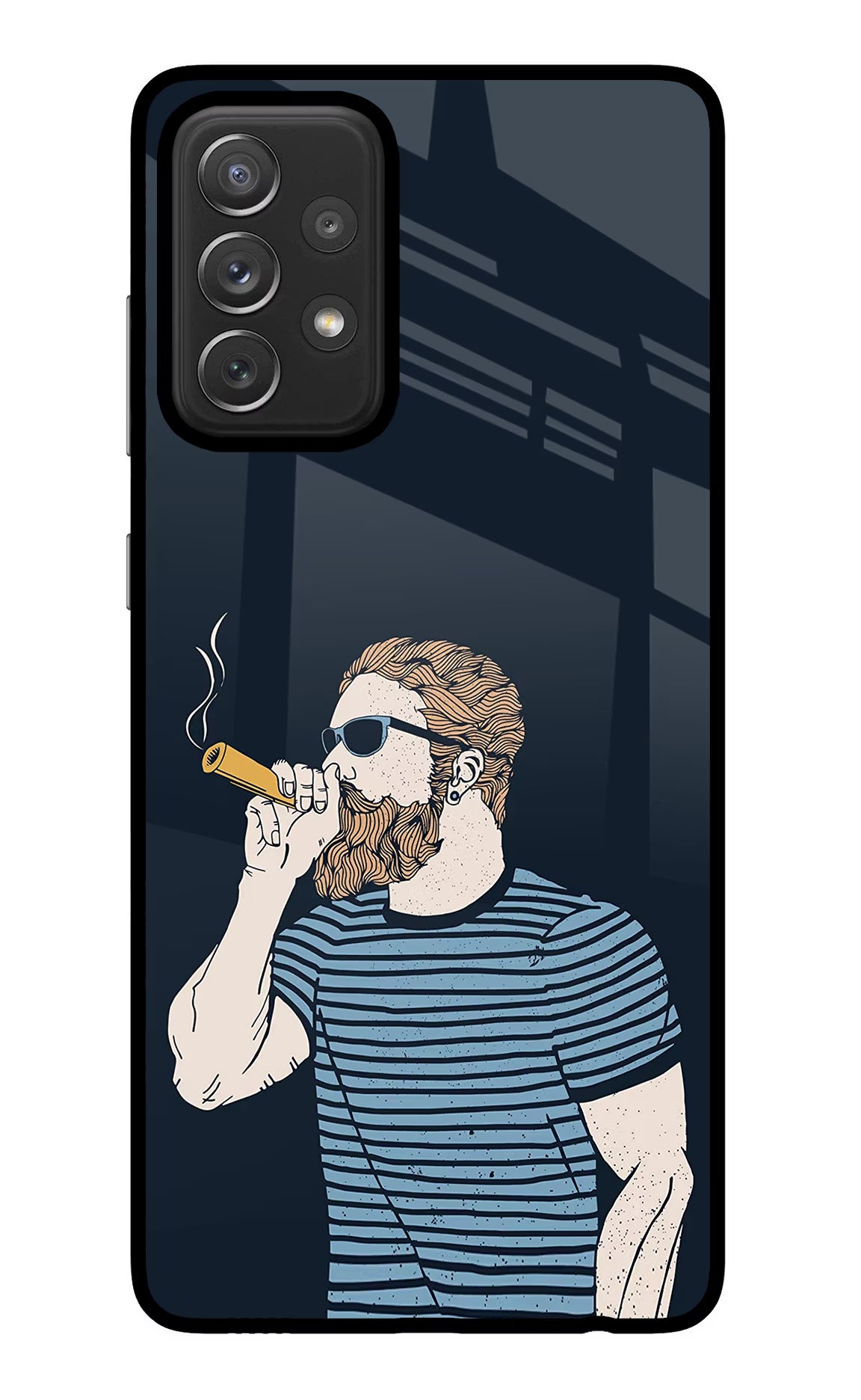 Smoking Samsung A72 Glass Case Back Cover by Casekaro