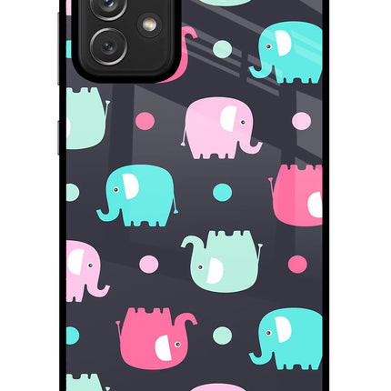Elephants Samsung A72 Glass Case Back Cover by Casekaro