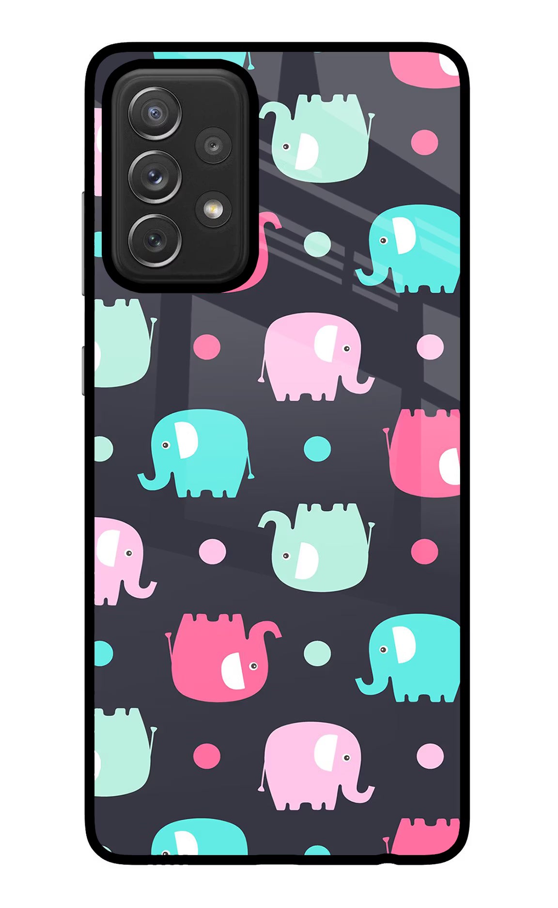 Elephants Samsung A72 Glass Case Back Cover by Casekaro