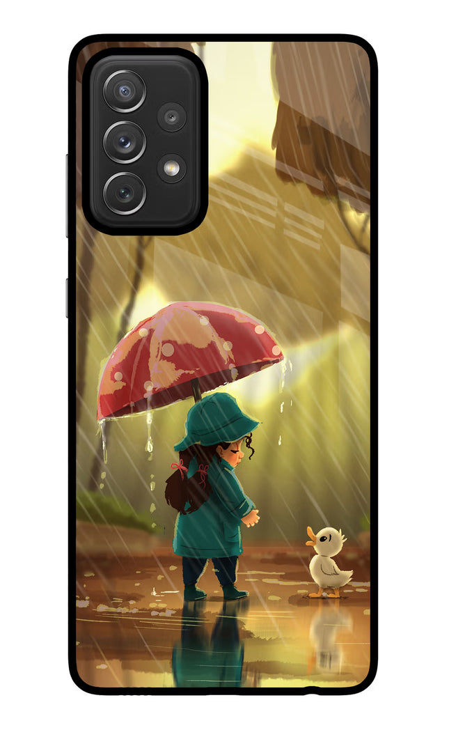 Rainy Day Samsung A72 Glass Case Back Cover by Casekaro