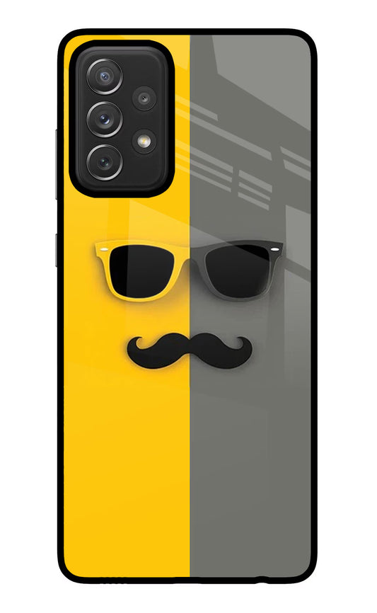 Sunglasses with Mustache Samsung A72 Glass Case