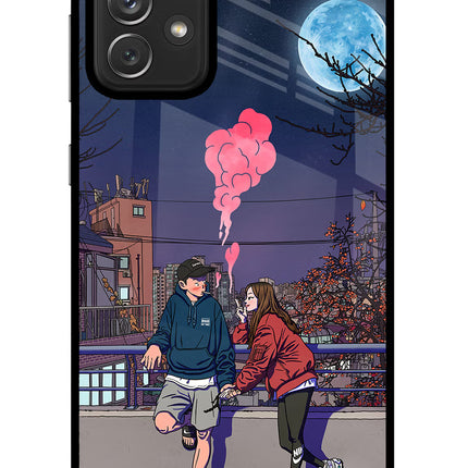 Chilling Couple Samsung A72 Glass Case Back Cover by Casekaro