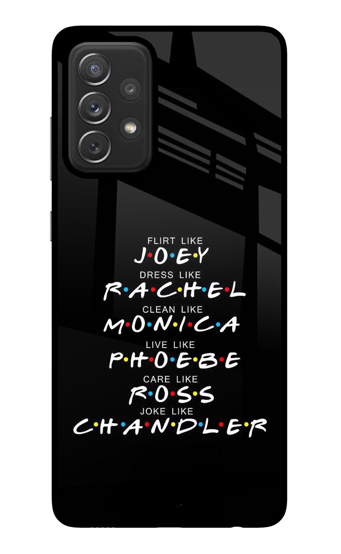 FRIENDS Character Samsung A72 Glass Case Back Cover by Casekaro