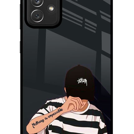 Aesthetic Boy Samsung A72 Glass Case Back Cover by Casekaro