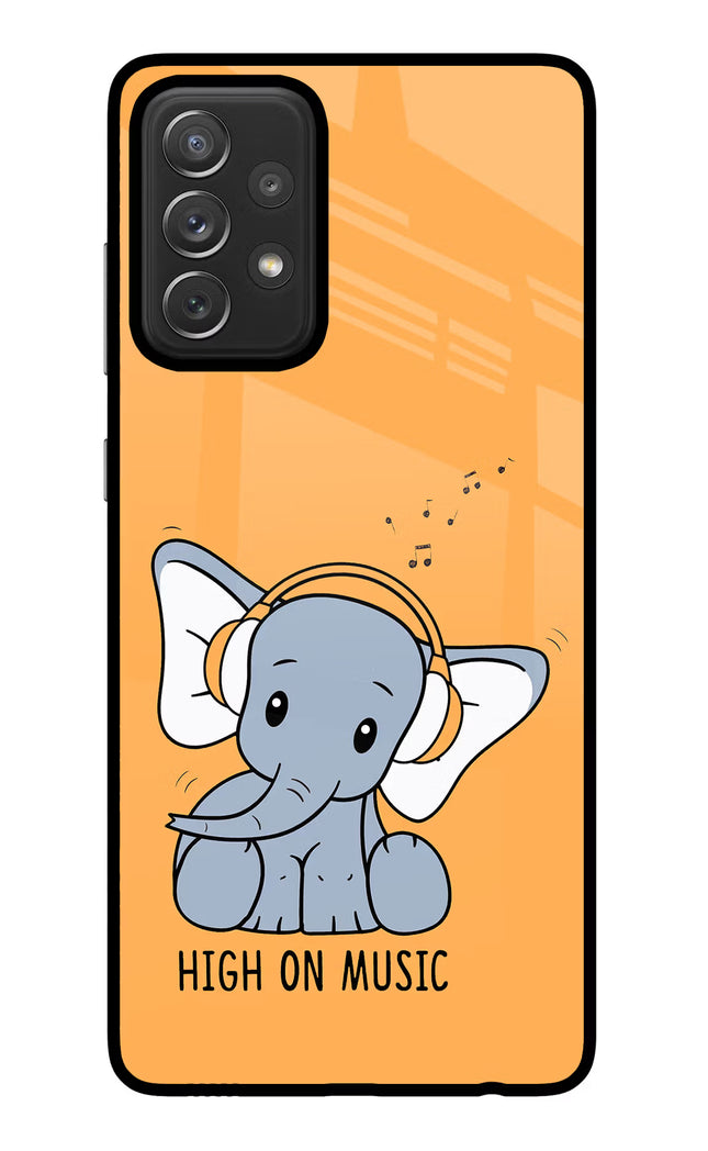 High On Music Samsung A72 Glass Case Back Cover by Casekaro