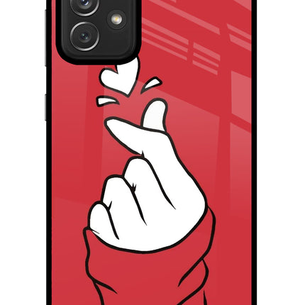 Korean Love Sign Samsung A72 Glass Case Back Cover by Casekaro