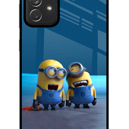 Minion Laughing Samsung A72 Glass Case Back Cover by Casekaro