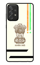 Satyamev Jayate Brown Logo Samsung A72 Glass Case