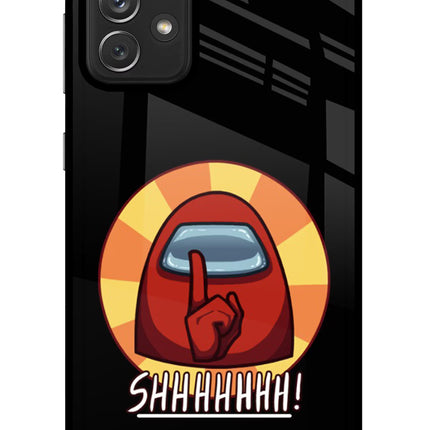 Among Us Shhh! Samsung A72 Glass Case Back Cover by Casekaro