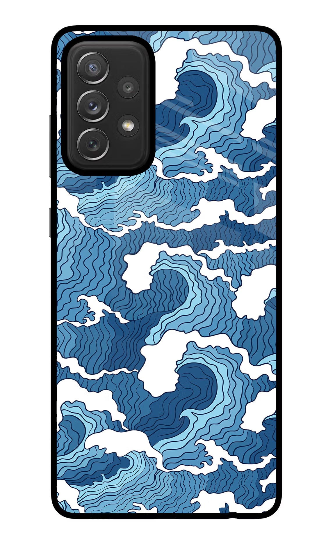 Blue Waves Samsung A72 Glass Case Back Cover by Casekaro