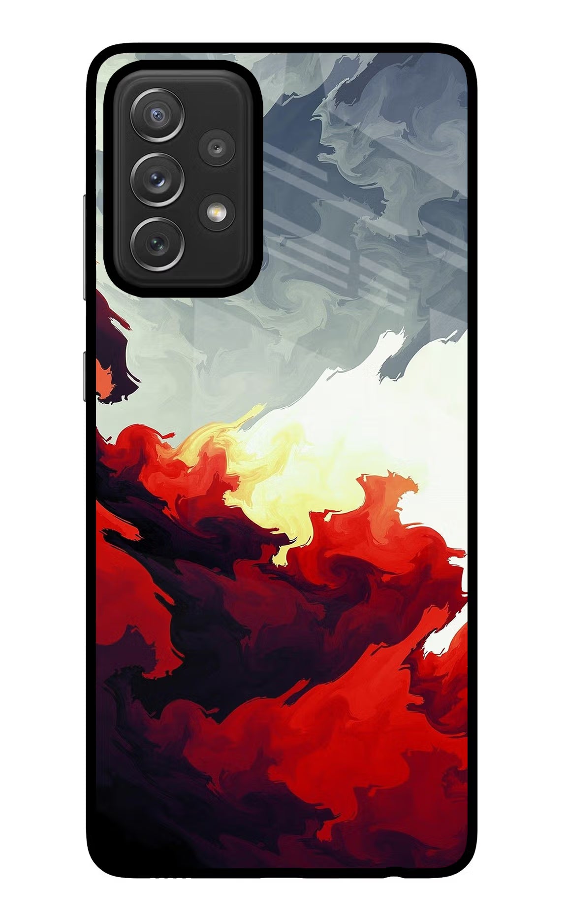 Fire Cloud Samsung A72 Glass Case Back Cover by Casekaro