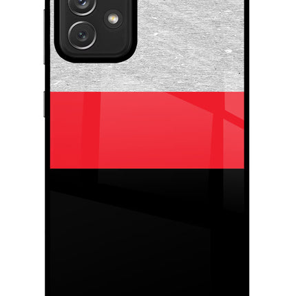 Tri Color Pattern Samsung A72 Glass Case Back Cover by Casekaro