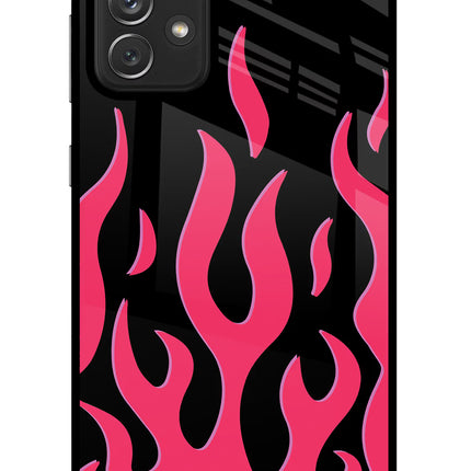 Fire Flames Samsung A72 Glass Case Back Cover by Casekaro