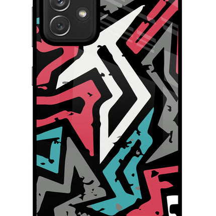 Geometric Graffiti Samsung A72 Glass Case Back Cover by Casekaro