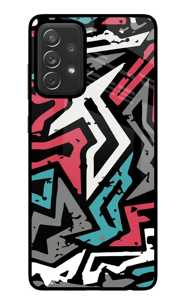 Geometric Graffiti Samsung A72 Glass Case Back Cover by Casekaro